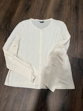 Vince Cream Lightweight Button-Down Top